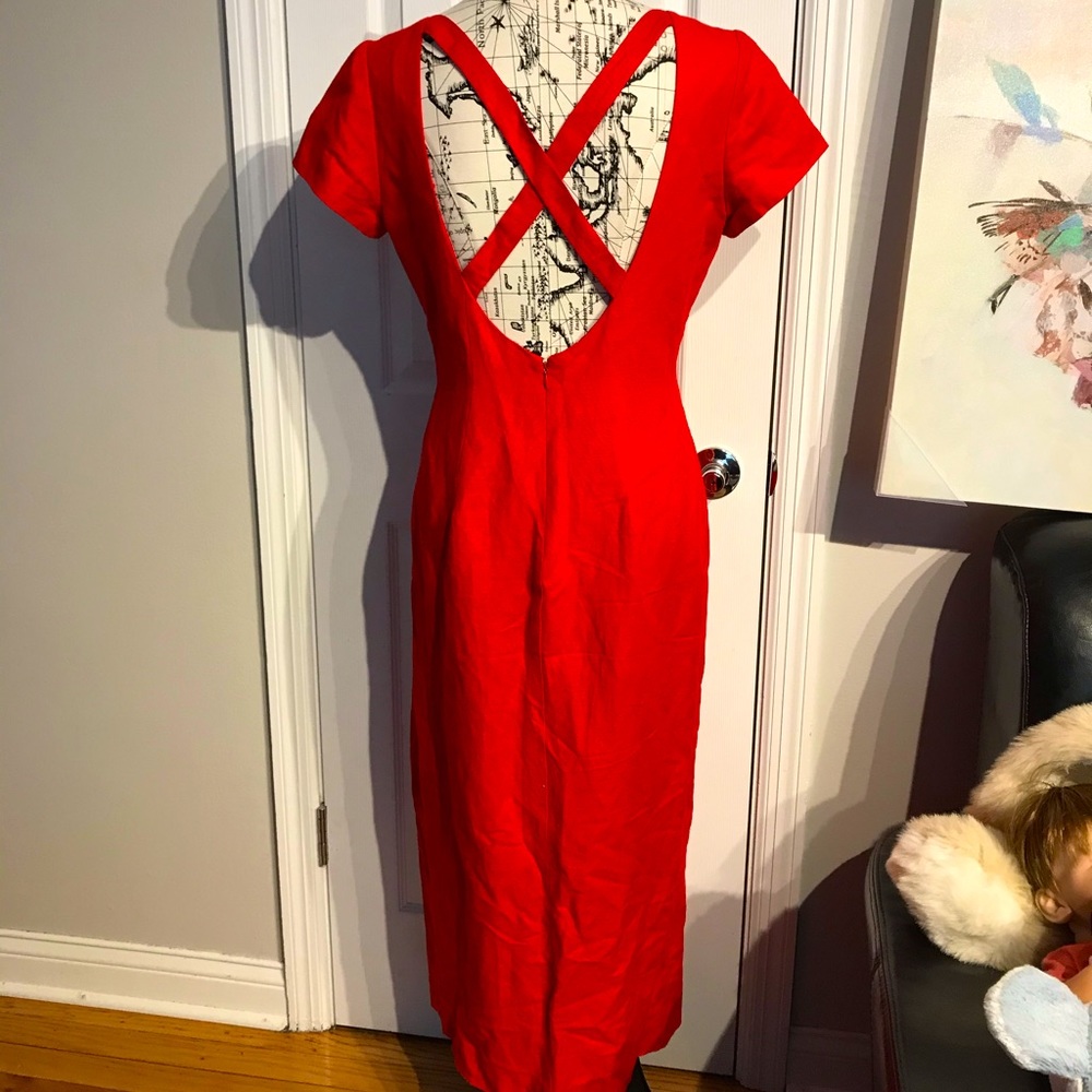NWOT Kamisato Linen Vintage coastal vibrant cutout backless straps dress 10